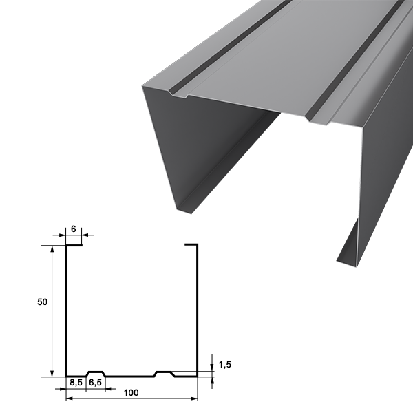 Профиль 100х50 (3000х0,3; Отб. нет; Цинк)